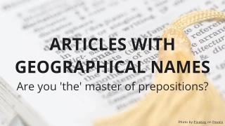 Articles with Geographical Names