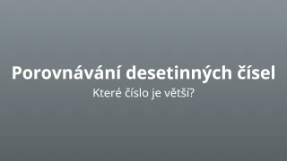 Porovnávání desetinných čísel