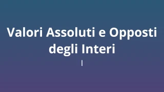 Valori Assoluti e Opposti degli Interi I - Quiz di Matematica