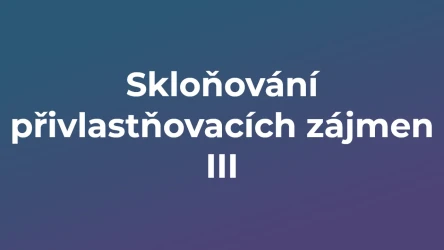 Kvíz: Skloňování přivlastňovacích zájmen (3)