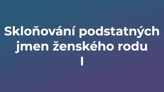 Kvíz: Skloňování podstatných jmen ženského rodu (1)