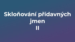 Kvíz: Skloňování přídavných jmen (2)