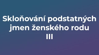 Kvíz: Skloňování podstatných jmen ženského rodu (3)