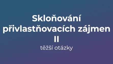 Kvíz: Skloňování přivlastňovacích zájmen (těžší otázky) (2)