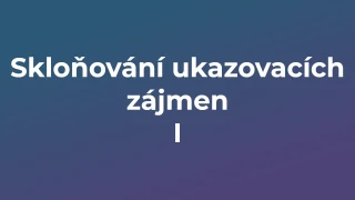 Kvíz: Skloňování ukazovacích zájmen (1)