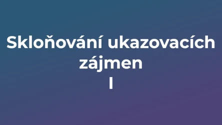 Kvíz: Skloňování ukazovacích zájmen (1)