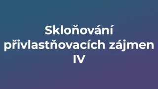 Kvíz: Skloňování přivlastňovacích zájmen (4)