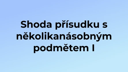 Kvíz: Shoda přísudku s několikanásobným podmětem (1)