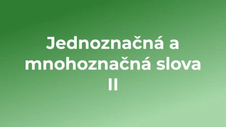 Kvíz: Jednoznačná a mnohoznačná slova (2)