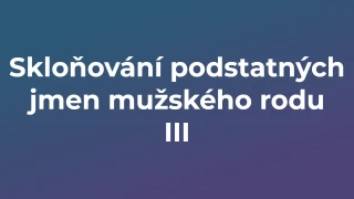 Kvíz: Skloňování podstatných jmen mužského rodu (3)