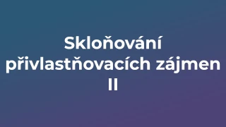 Kvíz: Skloňování přivlastňovacích zájmen (2)