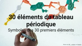 Quiz sur les 30 premiers éléments du tableau périodique
